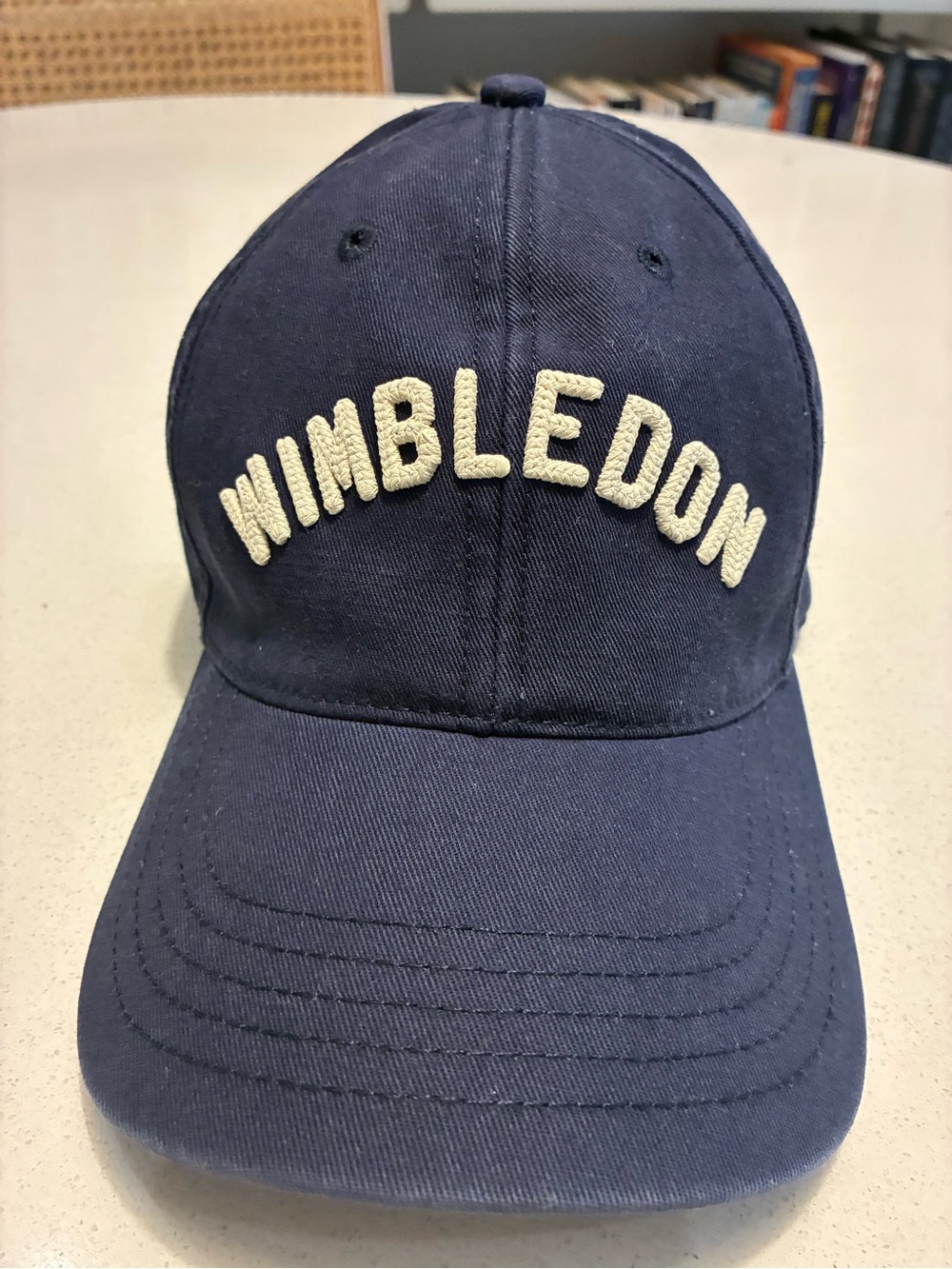 Wimbledon Navy Baseball Cap with Cream Embroidery